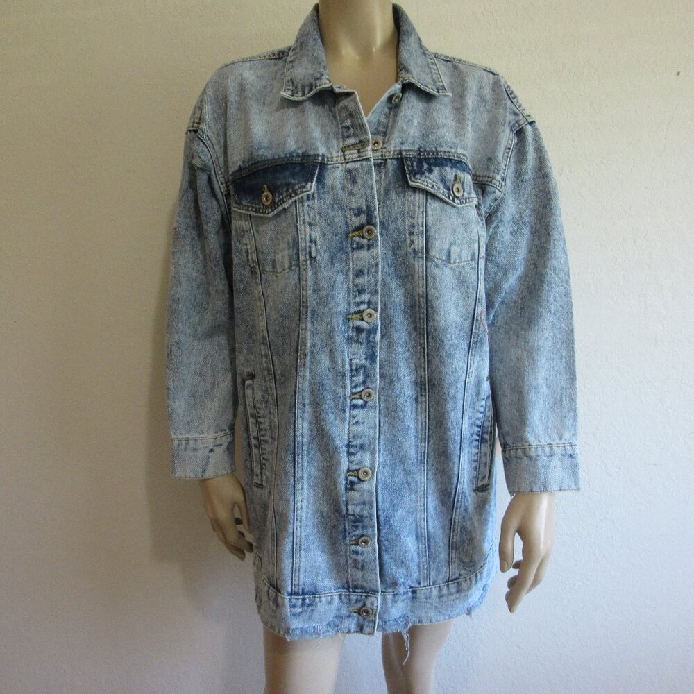 Highway Jeans Oversized L Individually Distressed Denim Jean Longline Jacket NWT